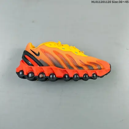 耐克 Nike Air Max DN8 全掌气垫科技运动跑步鞋FQ7860-005.鞋款采用醒目渐变织物和动态波浪状结构鞋面,搭配黑色中底和外底,以及迷你黑色 Swoosh 标志,采用 8 根压柱 Dynamic Air 气柱,将从鞋跟到脚尖的“Dynamic Air”系统直接配置在橡胶的外底上,尽可能缩短与地面的距离,实现平滑的体重移动,即刻上脚,享受非凡运动体验.环保纤维革饰片组合网眼布鞋面,耐弯折热塑框架支撑鞋身.中底搭载EVA轻量缓震,前掌和后跟配备了 Air Zoom 气垫单元.正确后跟TPU加固,鞋子引入了全掌 ReactX 泡绵中底.核心在于其八腔气垫结构.根据不同部位设定的气压值.鞋面的设计联想到上世纪末至的Air Max. 货号: IH7671 编码:HL011201120